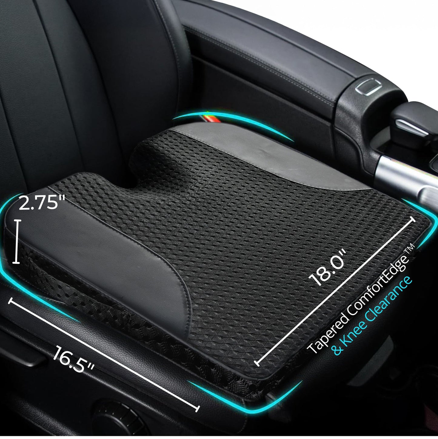 Car Seat Cushion - Wedge Shaped Gel Infused Memory Foam Seat Cushion ComfiLumba 