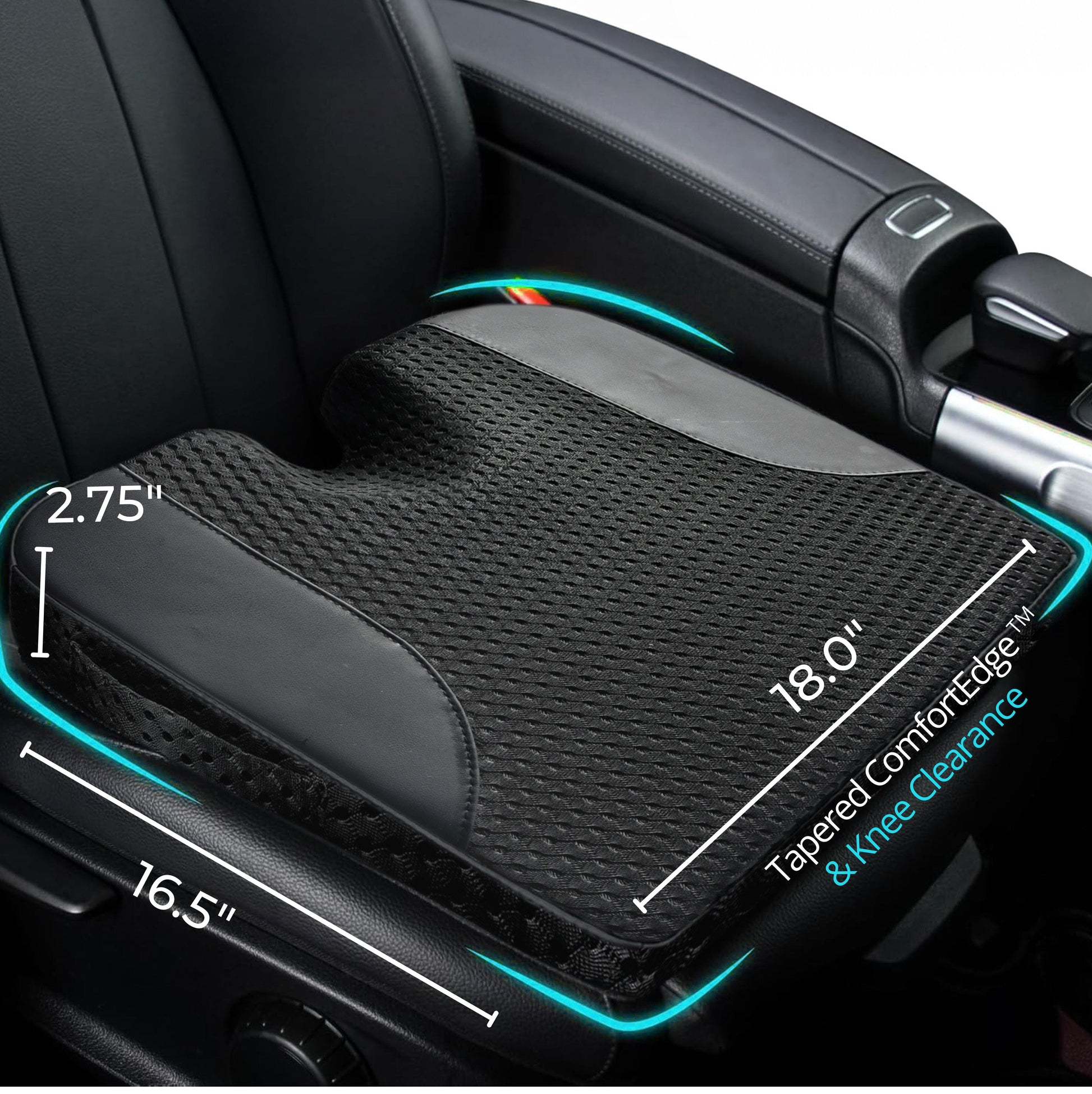 Car Seat Cushion - Wedge Shaped Gel Infused Memory Foam Seat Cushion ComfiLumba 