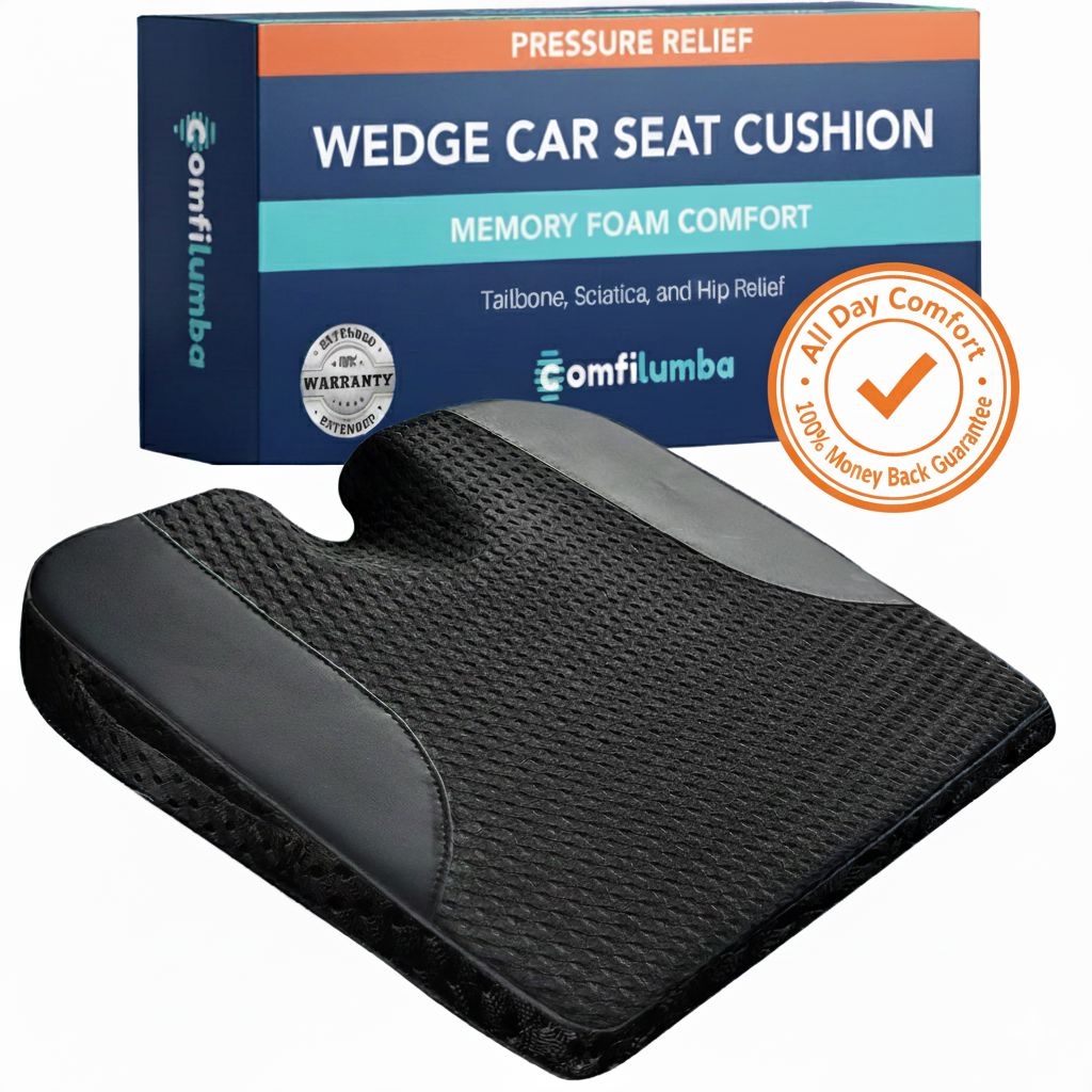 ComfiLumba Car and Truck Seat Cushion - Wedge Shaped High Density Memory Foam Seat Cushion ComfiLumba 