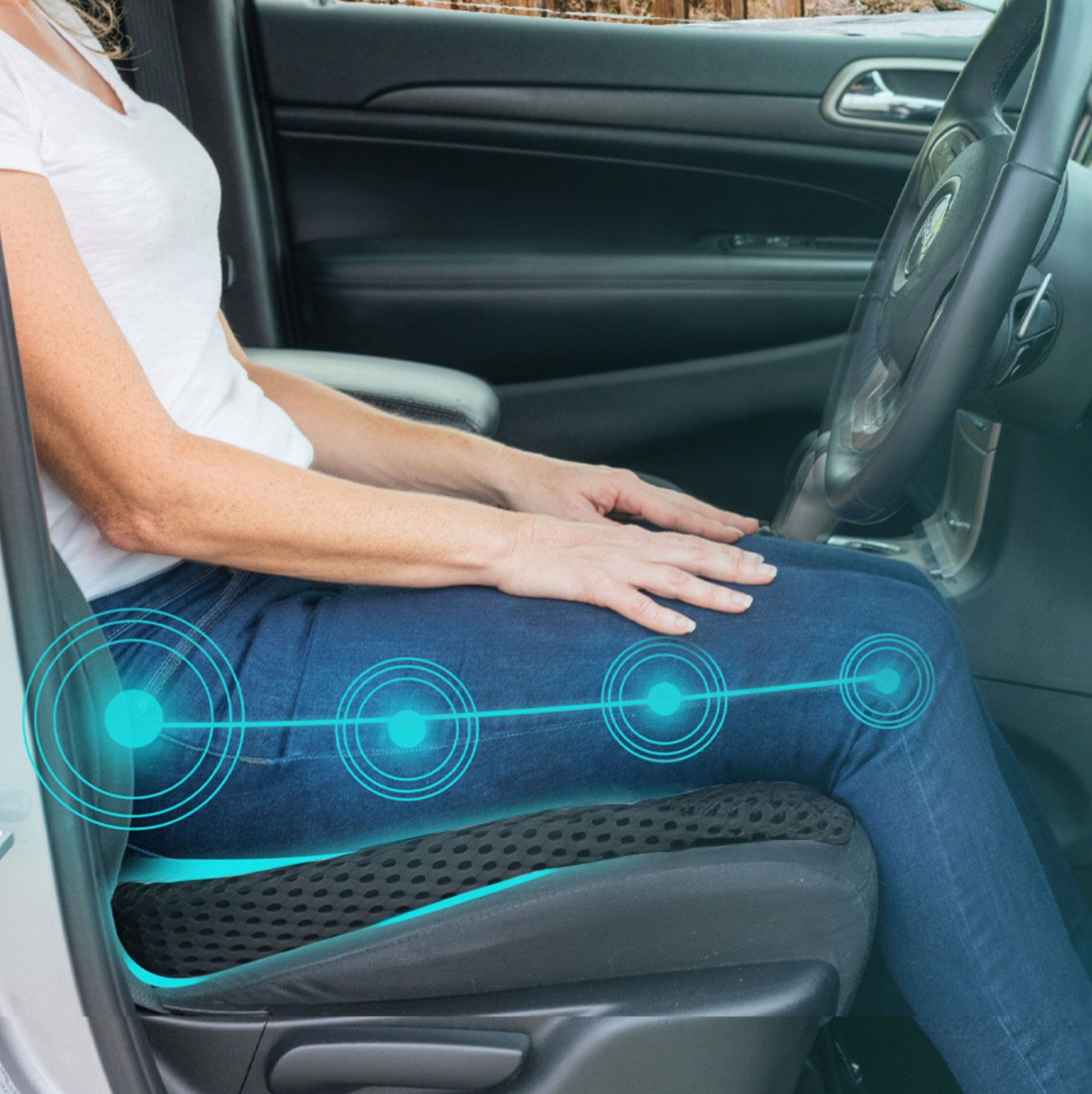 Car Seat Cushion - Wedge Shaped Gel Infused Memory Foam Seat Cushion ComfiLumba 