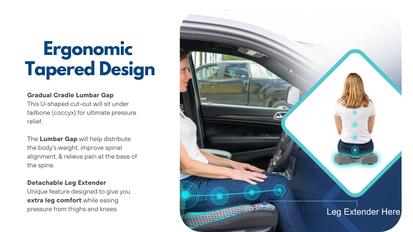 Car Seat Cushion ComfiLumba Enhanced Gel & Memory Foam Wedge – Easy  Posture Brands