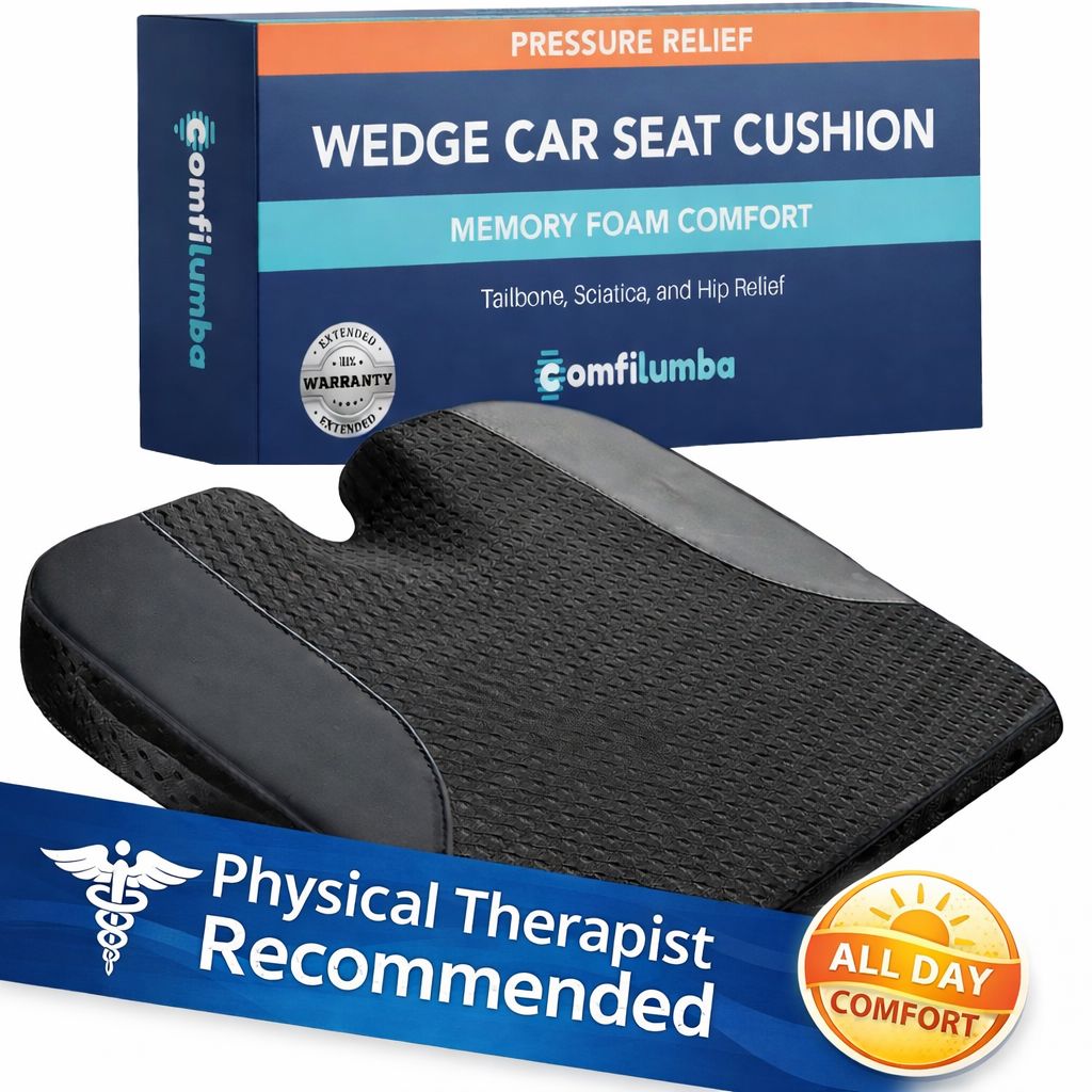 ComfiLumba Car and Truck Seat Cushion - Wedge Shaped High Density Memory Foam Seat Cushion ComfiLumba 