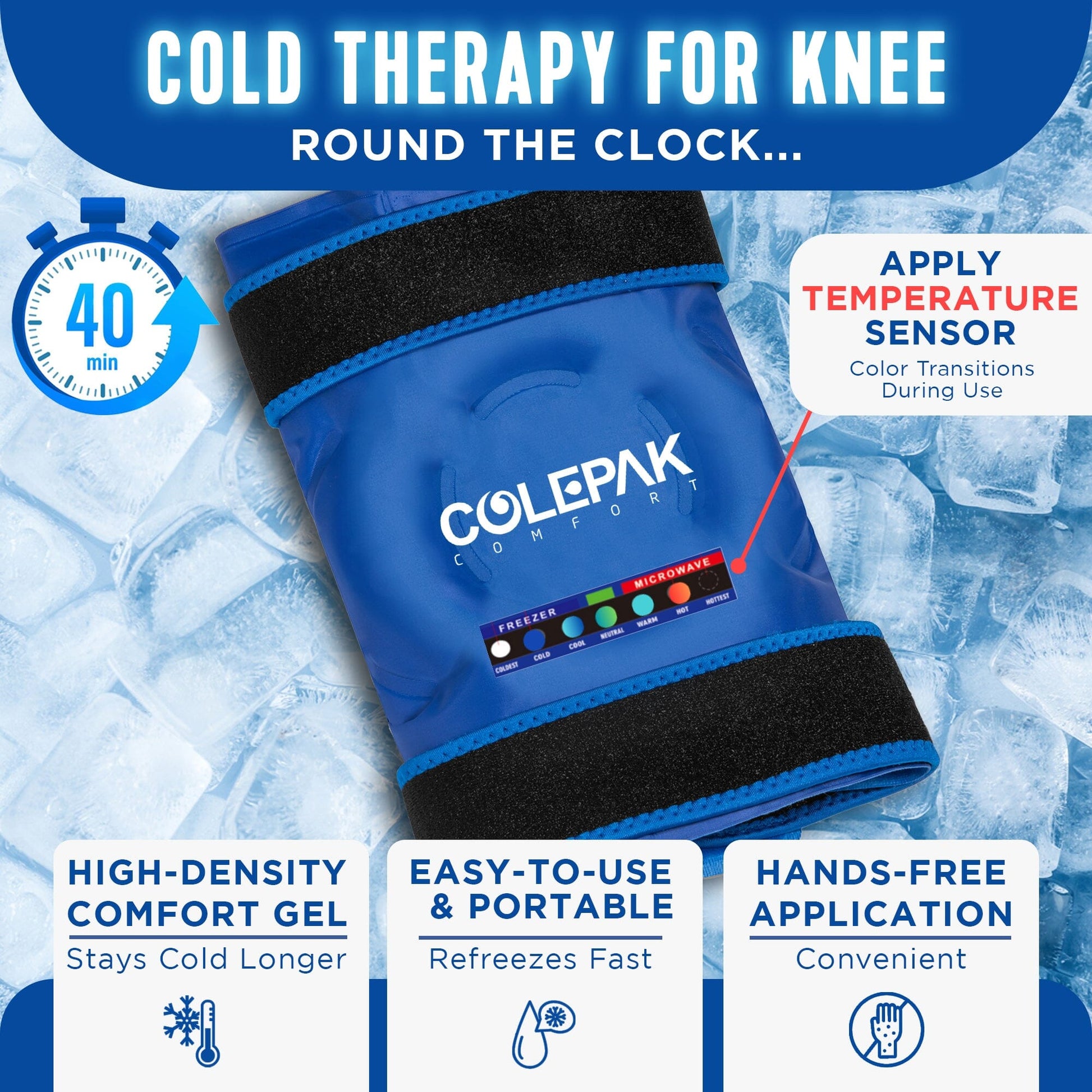 Ice Packs for Knee & Back Reusable Hot Cold Pack ColePak Comfort 