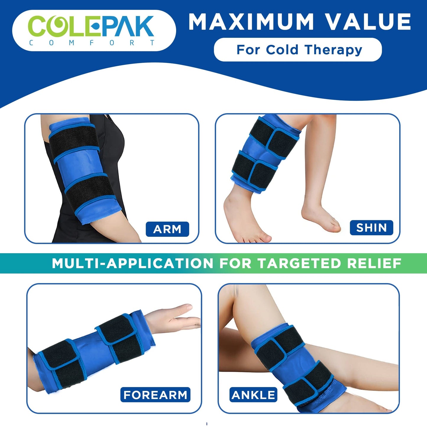 Ice Packs for Knee & Back Reusable Hot Cold Pack ColePak Comfort 