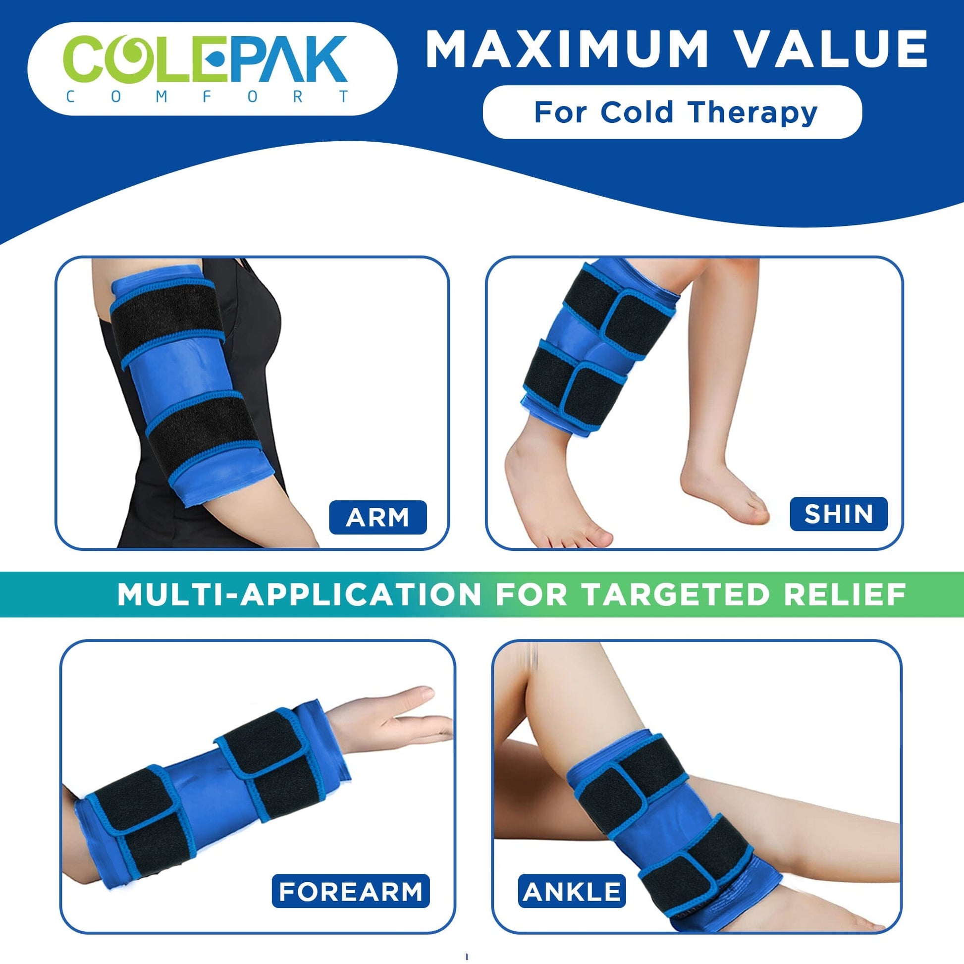 Ice Packs for Knee & Back Reusable Hot Cold Pack ColePak Comfort 