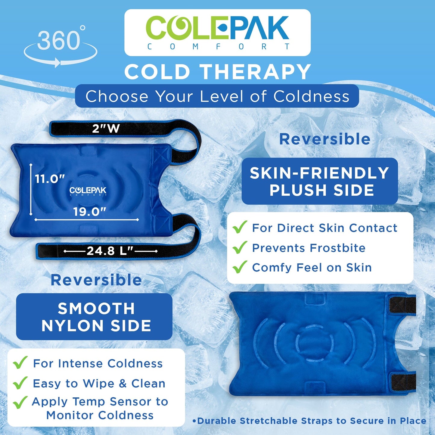 Ice Packs for Knee & Back Reusable Hot Cold Pack ColePak Comfort 