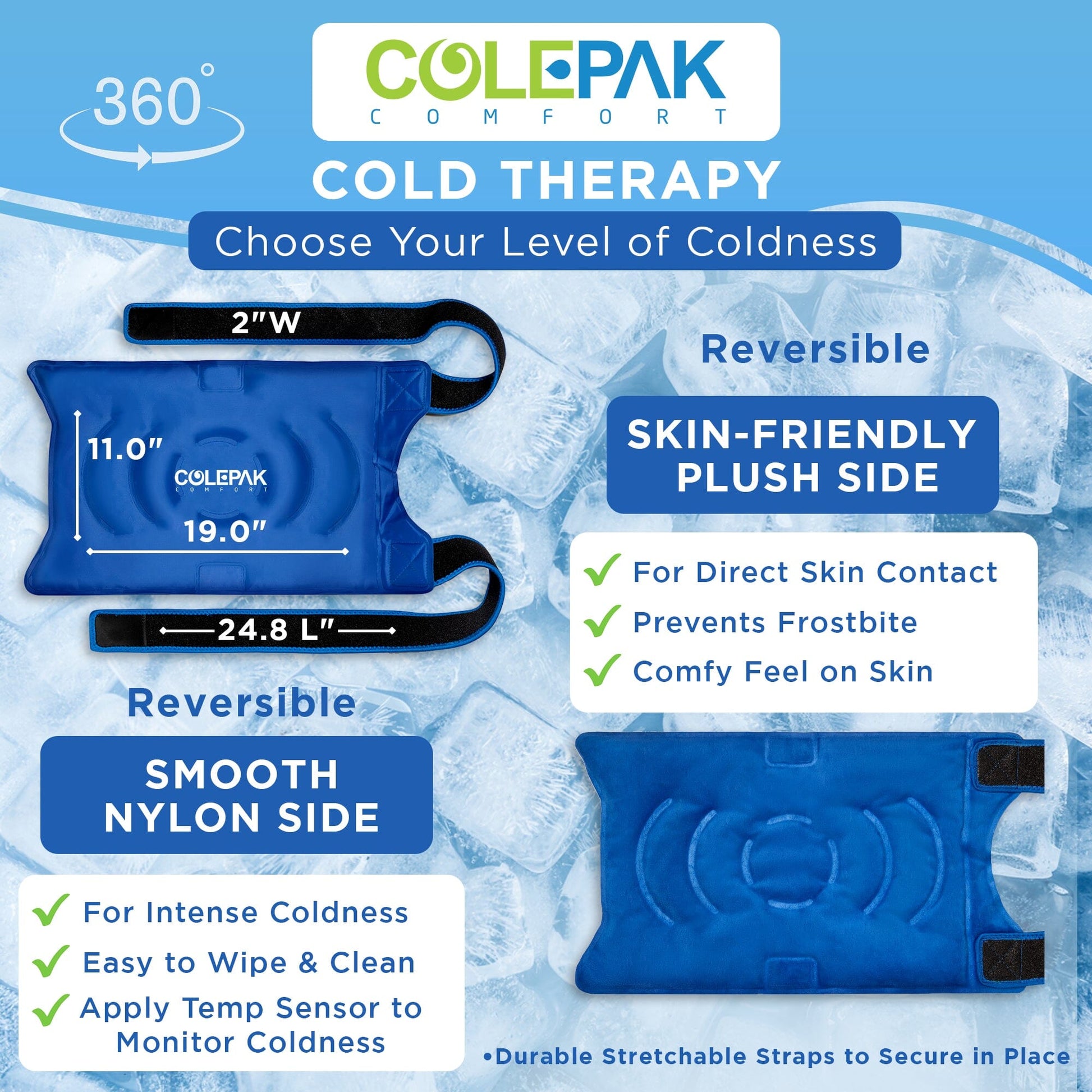 Ice Packs for Knee & Back Reusable Hot Cold Pack ColePak Comfort 