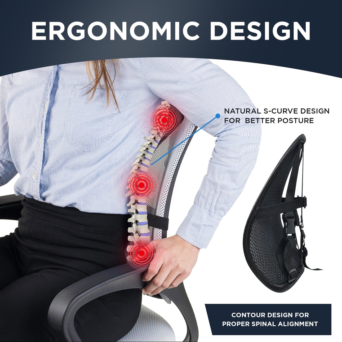 Mesh Lumbar Back Support Back Support Easy Posture 