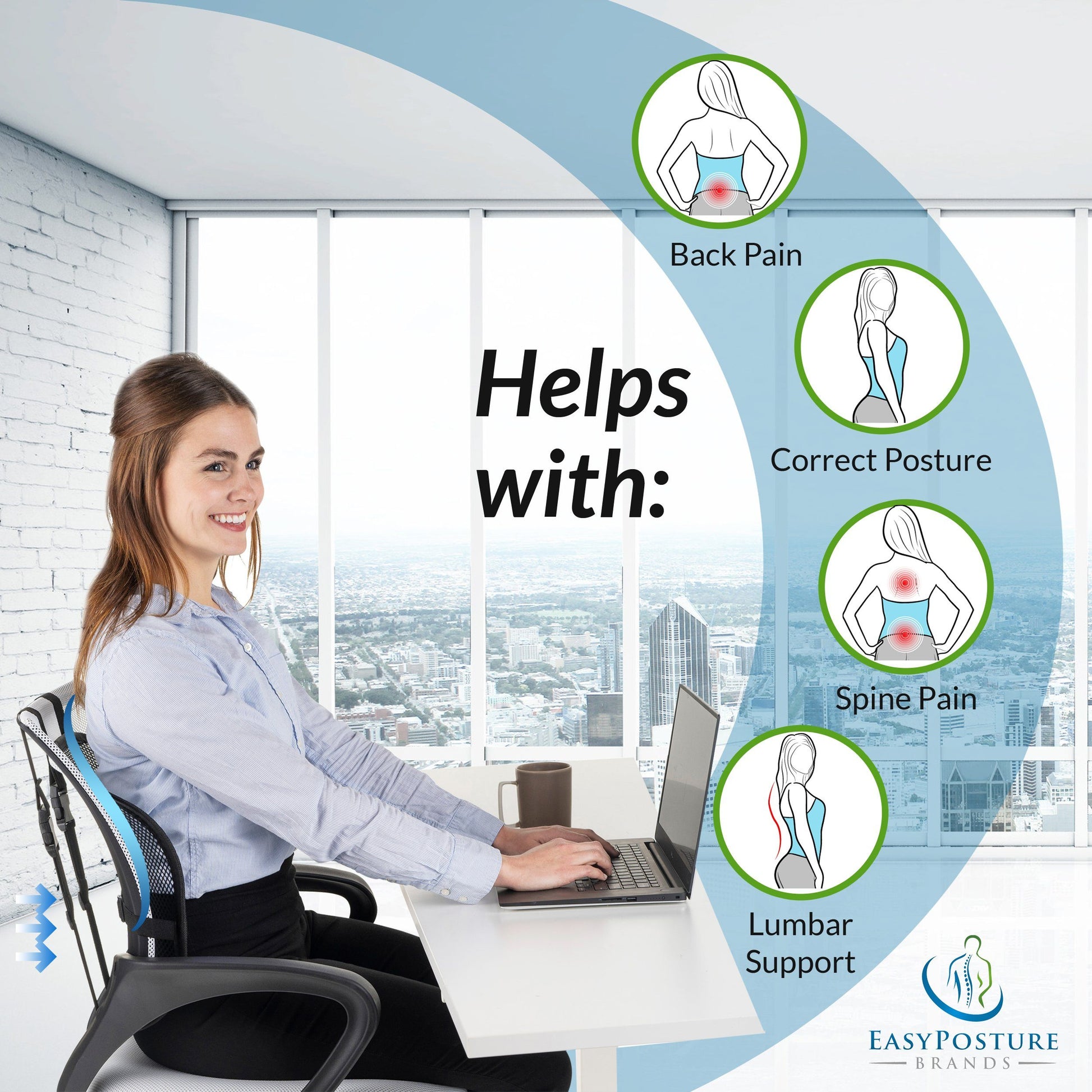 Mesh Lumbar Back Support Back Support Easy Posture 